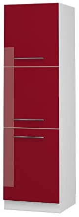 Vicco Vorratsschrank Fame-Line, Bordeaux Hochglanz/Weiß 60 cm | MDF-Front · Soft-Close · Höhenverstellbare Füße · Metallgriffe · ✓ Frei kombinierbar