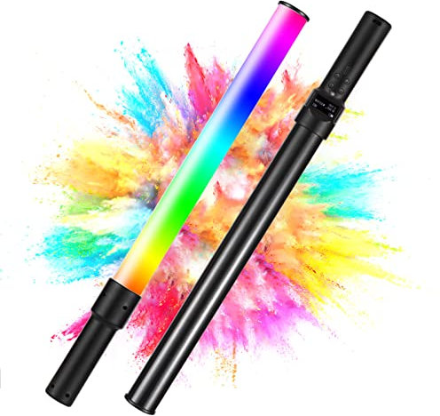 Andoer D3 RGB Luz Fotografia, Tubo de Luz LED 2500K-9900K Regulable 21 Efectos de Escena de iluminación con Pantalla LCD Control Remoto para Vlog Live Streaming Product Portrait Photography, Negro