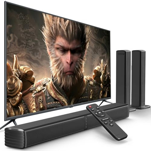 GEOYEAO Barra de Sonido, Altavoces de Graves para Smart TV con Sistema de Sonido Envolvente 3D de Doble subwoofer, Barra de Sonido de Audio de Cine en casa de 32 Pulgadas, 2.2 Canales, conexión HDMI
