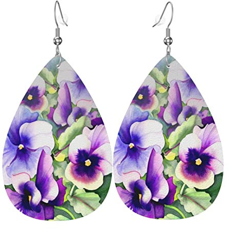 Pansy Perfection Earrings For Women Leather Earring Earring For Women Trendy Water Drop Earring2 Piece Set., One Size, Leather, No Gemstone