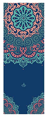 Serviette pour Yoga, 185 x 64 cm, Yoga Chaud, antidérapant, Motif imprimé, séchage , pour Bikram, Pilates, Gym, Pique-Nique en Plein air, Lotus (avec Sac Transport)