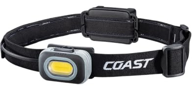 Coast RL10 560 Lumen Dual Color LED Stirnlampe mit Flut- und Spotstrahlen, variable Lichtsteuerung, C.O.B, Alkaline Dual Power, rutschfestes Band, 3 x AAA im Lieferumfang enthalten