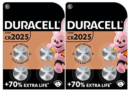 8 x Duracell CR 2025 mit Lithium (2 Blister mit 4 Batterien) 8 Batterien