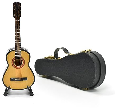 Musiin Guitare Miniature avec Support et étui, idéale pour décorer Un Bureau ou Une étagère Lors d'un Studio de Musique à Domicile (Classique/13 cm)