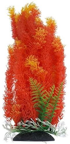 Aquariumh2o Bushy Orange Aquarium Pond Artificial Plant 16 Inch (41-43 cm) Tall, Fish Tank Foliage Ornament | Tall Plastic Seaweed Aquascaping Decoration
