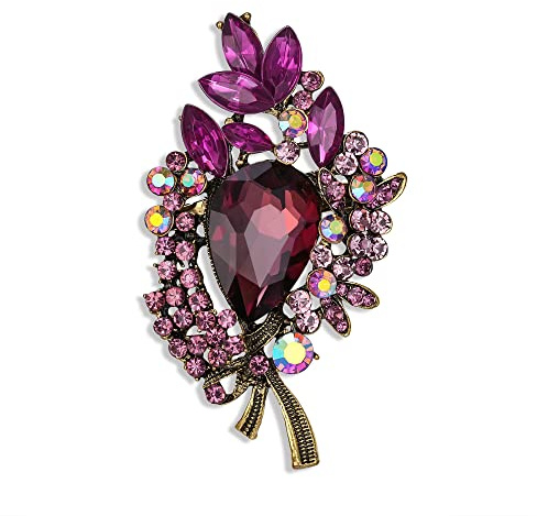 EVER FAITH Blumenstrauß Brosche Braut Strass Kristall Pin Tropfen Marquise Vintage Schmuck Geschenk für Damen