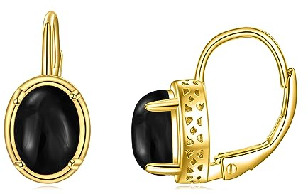POPLYKE Örhängen, opal/svart onyx/larimar/månsten/akvamarin/pärla/bärnsten/labradorit/turkos/malakit/Lapis lazuli/leverback, Sterlingsilver, smyckespresent för flickor, Sterlingsilver, Ingen ädelsten