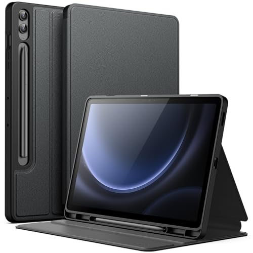 JETech Hülle für Samsung Galaxy Tab S9 FE+ / S9 FE Plus 12,4 Zoll mit S Pen Halter, Schlank Folio Ständer Tablet Schutzhülle, Multi-Winkel Ansehen (Schwarz)