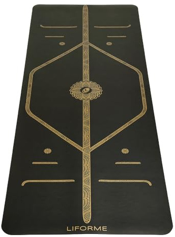 Liforme Bedruckte-Yogamatte - Fortschrittlicher Rutschfester Griff | Ausrichtungssystem, Umweltfreundlich, Schadstofffrei, Schweißresistent, lang, breit, 4,2 mm dick, kostenlose Yogatasche