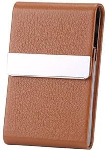 Braun, Visitenkartenetui aus PU-Leder mit Magnetverschluss, ID-Etui aus Edelstahl für Männer/Frauen, ideal für Reise und Arbeit