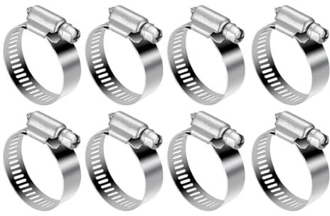 HSKRKOW 8 Pezzi Fascette Stringitubo Da In Inox 304 10-16mm,Fascette Metalliche,Fascetta Stringitubo Regolabile，Adatto Per Tubi Gas,Acqua