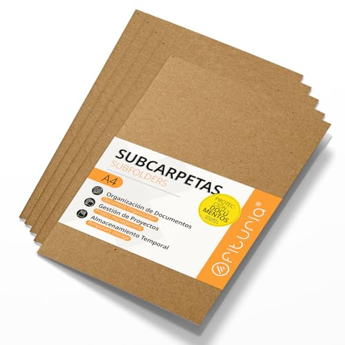 Kraft A4-undermappar, 240 g tvåfärgade kraftpappersmappar, dokumentsorterare, paket med 50 undermappar för arkivering och sortering av papper - Offituria (Kraft Bicolor)