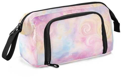 Mnsruu Federmäppchen mit großem Fassungsvermögen, rosa Sternenhimmel, Stifteetui, Schreibwaren-Tasche, Schule, Uni, Büro, Organizer für Teenager, Erwachsene, Studenten, Rosa Sternenhimmel,