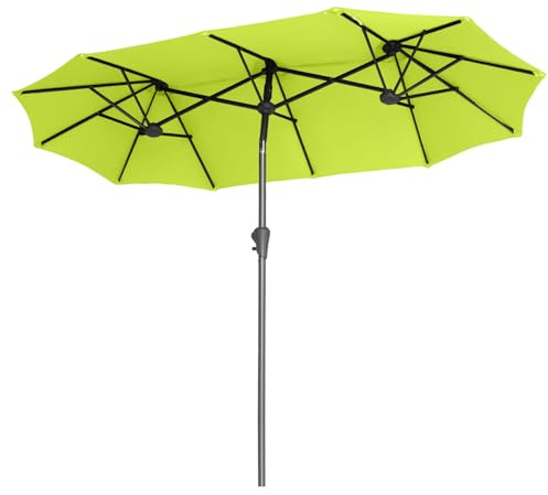 Sekey 160 × 300 cm Doppelsonnenschirm Kippbar, Sonnenschirm Balkon mit Kurbel für Öffnen & Kippen, UPF 50+ Sonnenschutz, für Terrasse, Balkon & Garten, Apfelgrün