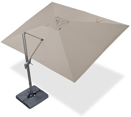 PURPLE LEAF 3 X 3 M Patio Cantilever Parasol Eco-Friendly Acrylic Imitation Fabric Umbrella Outdoor Offset Umbrella with 360-degree Rotation for Garden Deck Pool Patio, Beige