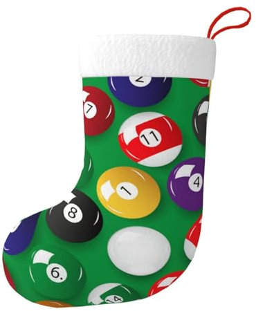 Hceaatb Weihnachtsstrumpf grüne Billard-Figuren, personalisierte Weihnachtsstrümpfe für Weihnachtsbaum, Urlaub, Kamin, Familiendekoration, Geschenke