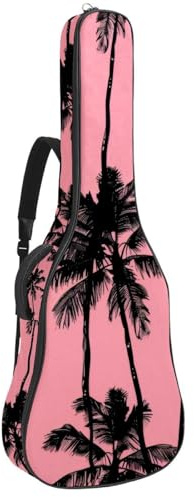 Nahtlose Gitarrentasche mit rosa Blumen, gepolsterte Tasche für Akustikgitarre, Rucksack mit verstellbaren Schultergurttaschen, Mehrfarbig 03, 42.9x16.9x4.7 in, Lässiger Tagesrucksack