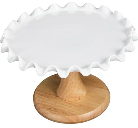 Cabilock Menú De Pastel De Alta De Madera Decoración Blanca Bandeja Para Servir Soporte De Exhibición Plato Cesta De Frutas Dispensador De Elevadores Sartenes Redondos Para