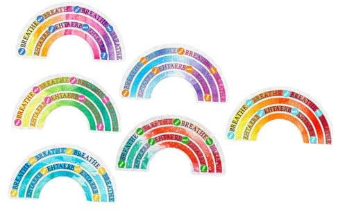 Operitacx 6 Pieces Rainbow Calming Sensory Stickers Rough Texture, Adhesive Sticky Strips for Anxiety Relief on Phone, Desk, and School Use