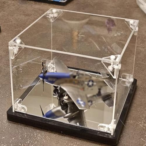 WhamtL Acryl Vitrine Acrylbox mit Spiegelsockel Fürs Auto, Schmuck Zusammenbauen Vitrine, 15 20 25 30 35 40 50cm Stapelbare Klare Vitrine, Rechteckige Vitrine Aufbewahrungsbox(20x15x15cm(8x6x6in))