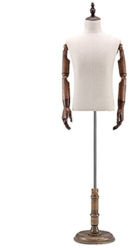 HGJHJJHK Männliche Manikin-Kleiderform mit Holzarmen und runder Basis, Dummy-Schneiderpuppe, Schneiderbüste, Schlafzimmer/Bekleidungsgeschäft, Männer-Modell-Requisiten (Farbe: Stil2)