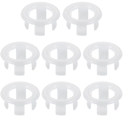 PATIKIL Anneau De Débordement D'évier, 8 Pcs Couvercle De Débordement D'évier Garniture D'évier Insertion Dans Le Trou Capuchon Rond Pour Évier De Salle De Bain Cuisine Lavabo, Blanc