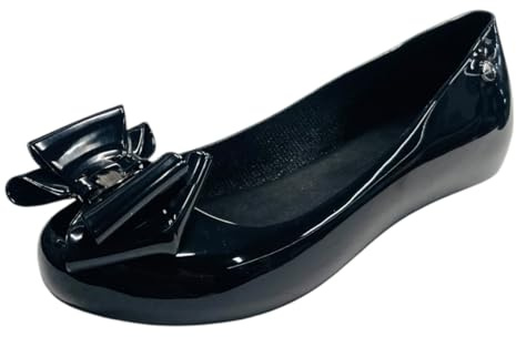 Women's Flat Bow Jelly Office Work School Slip On Comfy Ballerina Shoes with Free Pair of Bow Socks