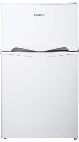 Comfee' RCT87WH2(E) Nevera Congelador de Encimera, Nevera Pequeña de 87L con Luz, Estantes Extraíbles, Termostatos Ajustables, Puertas Reversibles, Blanca [Clase de Energía E]