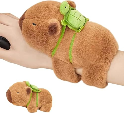 NOLACE Capybara gosedjur, Capybara plyschdjur, 23 cm, Capybara med sköldpaddsryggsäck, mjukisdjur, Capybara present, Capybara plysch för flickor, pojkar (med sköldpaddor)