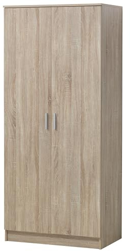 2 Door Wardrobe with Hanging Rail and Shelf Bedroom Storage Particle Board Furniture