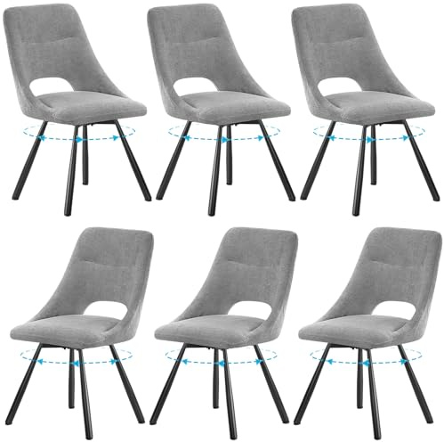 ANVOFONG Esszimmerstühle 360° Drehbar 6er Set Bequem Atmungsaktiv