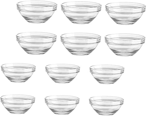 INOOMP 12pièces Bols Verre Transparents Ramequins Pour Cuisine Service à Dessert Bol à Lait à Gelée Multifonctionnels