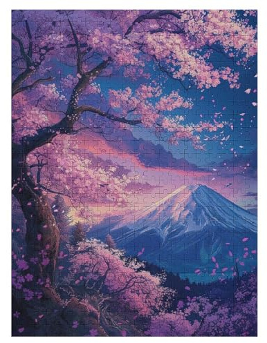 Cherry Tree Japan Art-Puzzle Für Erwachsene, 500 Teile, Holzpuzzle, Kinderpuzzle, Dekompressionsspiel, Spielzeugpuzzle 55×41cm