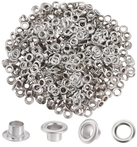 GORGECRAFT 300pz Kit di Occhielli In Argento Occhielli Rapidi In Metallo con Foro Da 4mm con Rondelle Piccoli Occhielli Autoportanti In Ferro per Riparare Perline Vestiti Scarpe Pelle Tela Artigianato