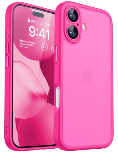CANSHN Cover Opaca per iPhone 17 (6,3 Pollici), [Protezione Completa Della Fotocamera] Custodia Traslucida Opaca Protettiva Sottile Antiurto - Rosa Calda