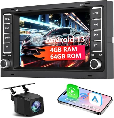 Autoradio für VW Touareg 2004-2011，für T5 Multivan 2004-2009 mit Wireless Carplay&Android Auto, 7 Zoll Autoradio mit WiFi/GPS Navigation/Rückfahrkamera/SWC 4G+64G