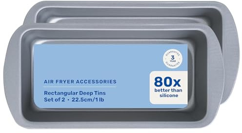 Pluto Packaging Deep Rectangular Lightweight Air Fryer Non-Stick | Ideal For Roasting & Baking