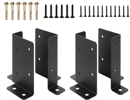 Lot de 4 supports de base pour poteaux de clôture en bois, supports de montage pour béton, terrasses, balustrades, auvents, installations de clôture