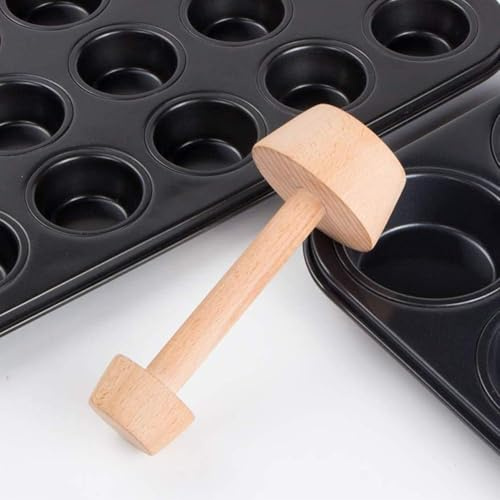 Zcccc Tart Tamper - Double Side Wooden Egg Mold DIY Cake Pastry Pusher for Kitchen Party Baking Tools, Pie and Quiche Pans
