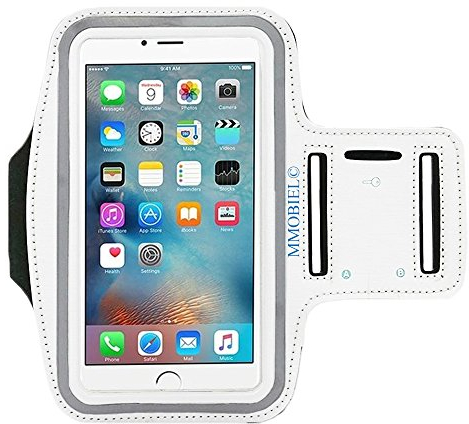 MMOBIEL Arm Phone Holder For Running Compatible with iPhone 17/17 Pro/16/16 Pro/15/15 Pro/14/14 Pro/13/13 Pro/12/11 and Other Models up to 7.1 inch - Stretchable Running Phone Holder Armband- White