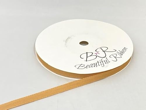 1 Full Roll Reel of 6mm x 20 metres Grosgrain Ribbed Ribbon Yellow Gold Double Sided 6 mm 1/4