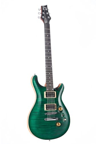 Fame Forum IV Modern E-Gitarre mit Khaya-Mahagoni-Korpus und Riegelahorn-Decke, Piezo Tonabnehmersystem, Emerald Green Satin