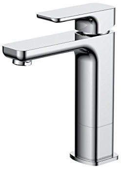 Aqua Bagno | Waschtischarmatur Einhebelmischer in Chrom-Optik, Mittelhoher Wasserhahn Bad, Waschbecken Armatur