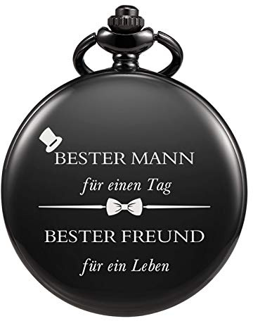 TREEWETO Taschenuhr Personalisiert Graviert Best Man Taschenuhr Quarz Fobwatch Bräutigam Geschenke Für Hochzeit Trauzeuge Geschenke -Trauzeuge Taschenuhr Hochzeitsgeschenk