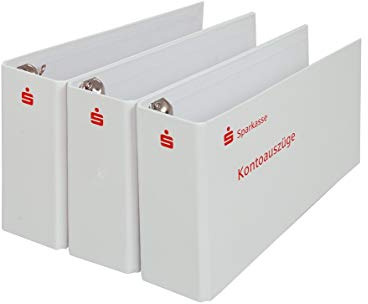 3 x Bankordner Kontoauszugsordner weiß mit Sparkassen Logo, Ordner für Kontoauszüge, DIN lang