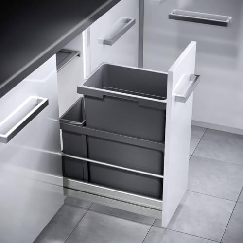 Hailo Poubelle encastrable 2 bacs pour meuble coulissant 45L (38+7) Euro Cargo