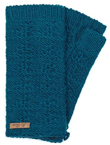 Damen Gestrickte Pulswärmer Modell Lenna Petrolblau 7415