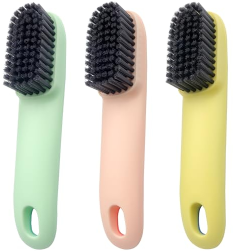 Roellgs 3 spazzole per la pulizia con setole morbide e impugnatura comoda, per scarpe domestiche e lavanderia
