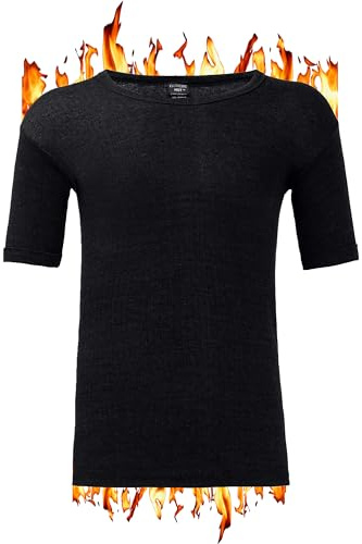 ZRWASKA® Mens Thermal Underwear Vests Long Sleeve Tops, Thermal T-Shirt Short Sleeve Warm Underlayer Winter Thermals Base Layer Clothing Men Vest Top Size S-XXL