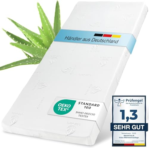 ELONEO Viscoelastischer Matratzen Topper 140x190cm, Matratzentopper mit Memory Foam Effekt, 4 cm Höhe, Matratzenauflage für Bett und Boxspringbett, inkl. atmungsaktivem Aloe Vera Bezug